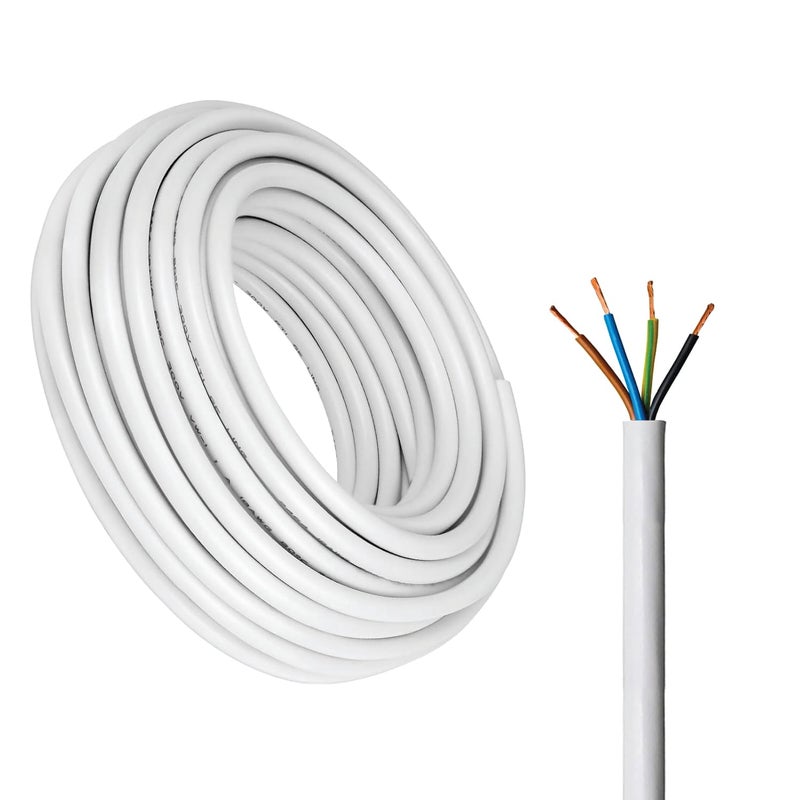 Duravel 4-Core Electrical Cable, White PVC Insulated Power Wire, Flexible Copper Conductors (4 CORE 5 METER, 6MM) - Image 1